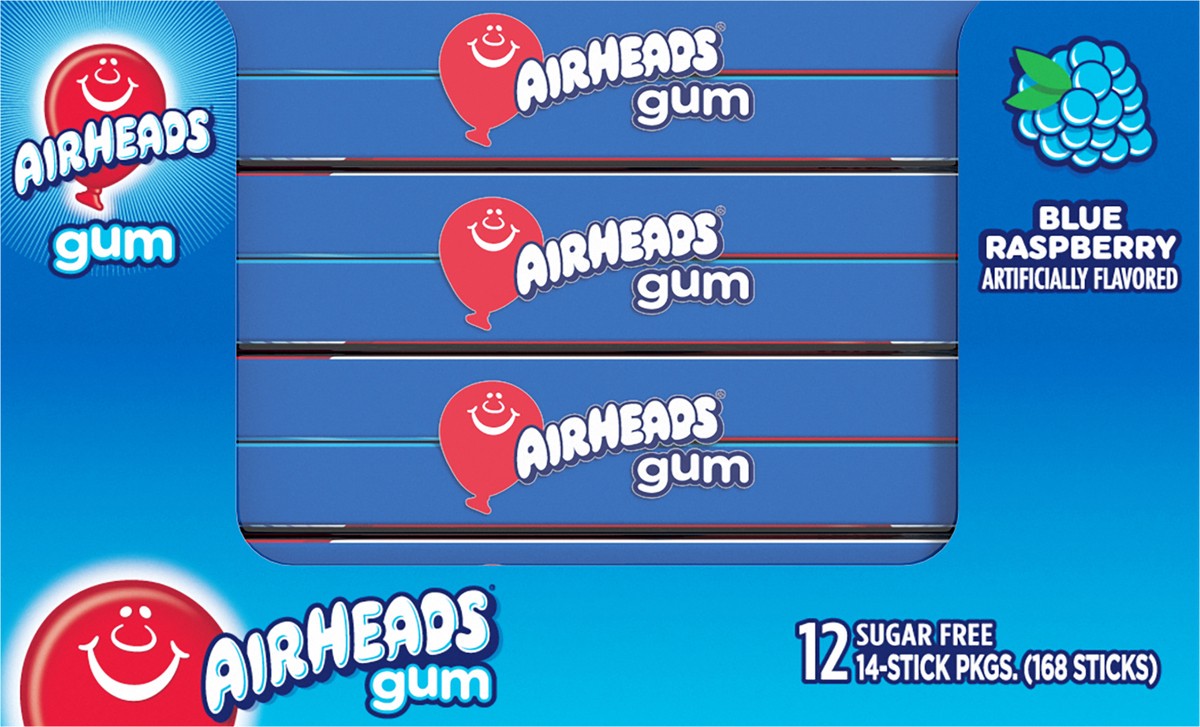 slide 7 of 13, Airheads Gum 14pc Wallet, Blue Raspberry, 12ct Box, 12 ct