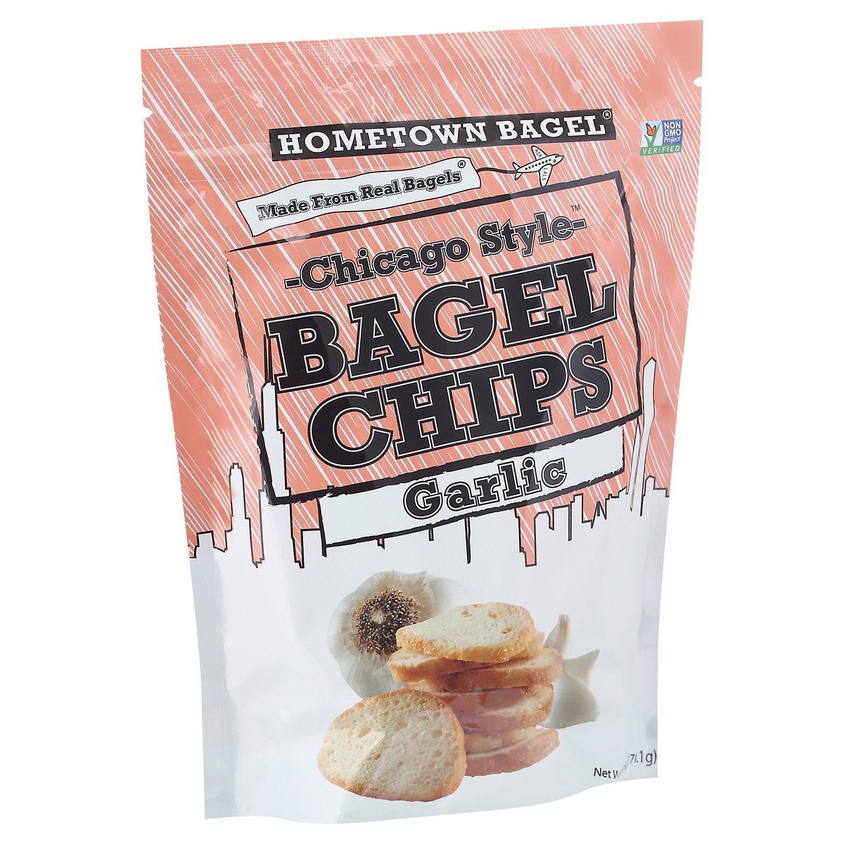 slide 2 of 9, Hometown Bagel Chicago Style Garlic Bagel Chips 6 oz Stand Pack, 6 oz