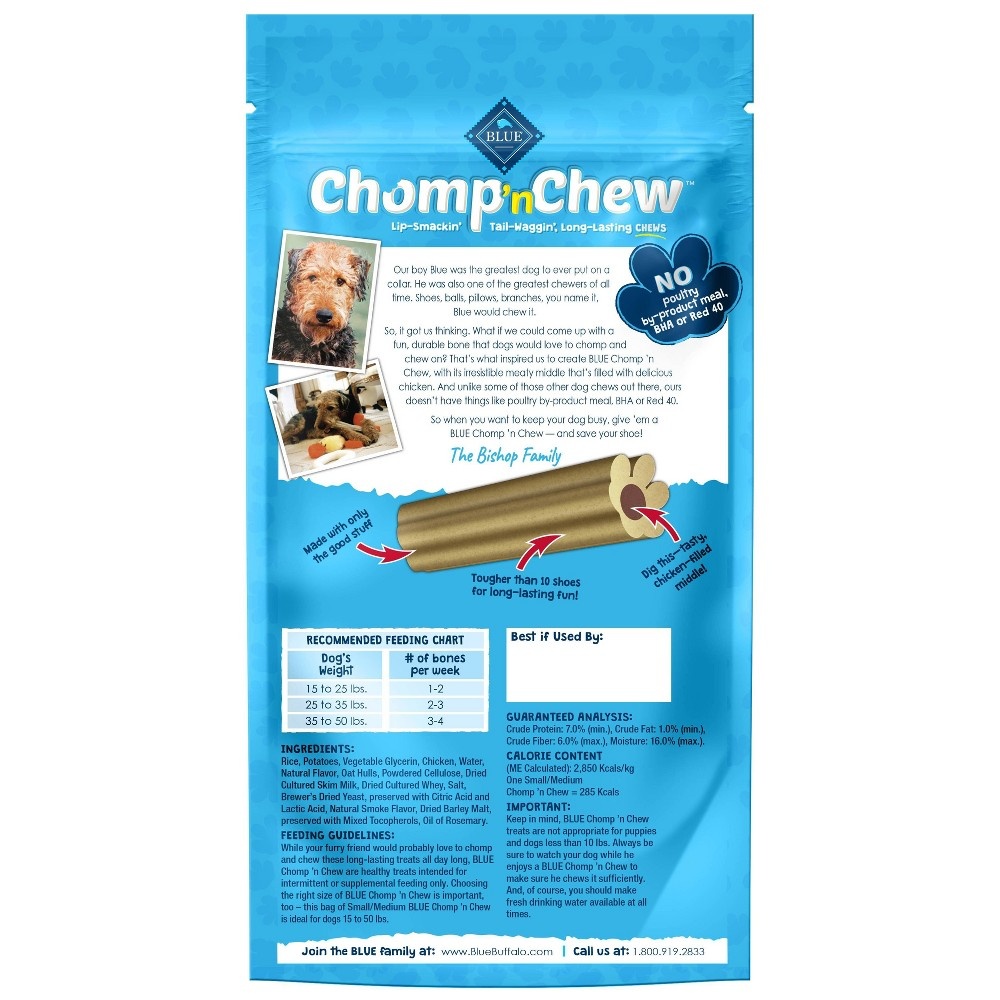 slide 2 of 2, Blue Buffalo Chomp'n Chew Long-Lasting Chews Dog Treats, Small/ Medium, 7.07 oz