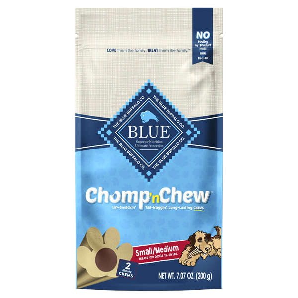 slide 1 of 2, Blue Buffalo Chomp'n Chew Long-Lasting Chews Dog Treats, Small/ Medium, 7.07 oz