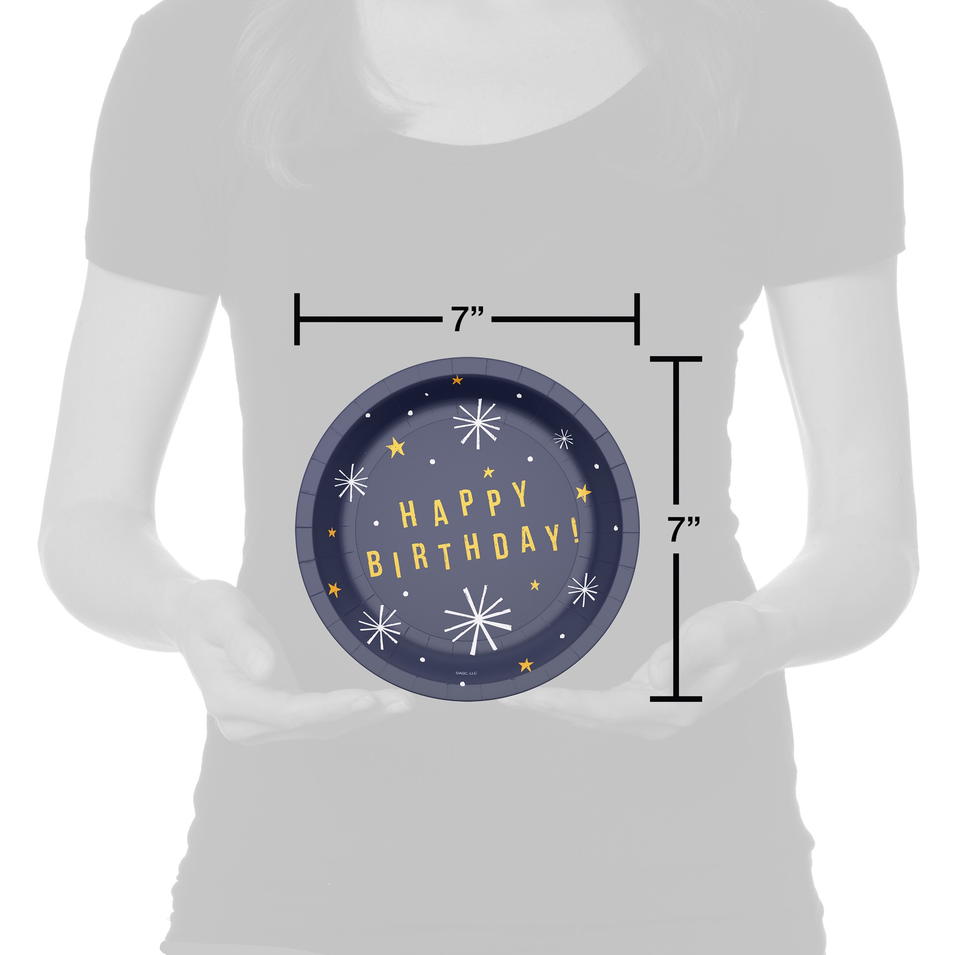 slide 2 of 3, American Greetings 10-Count 7" Paper Plates, Happy Birthday on Navy, 7 in