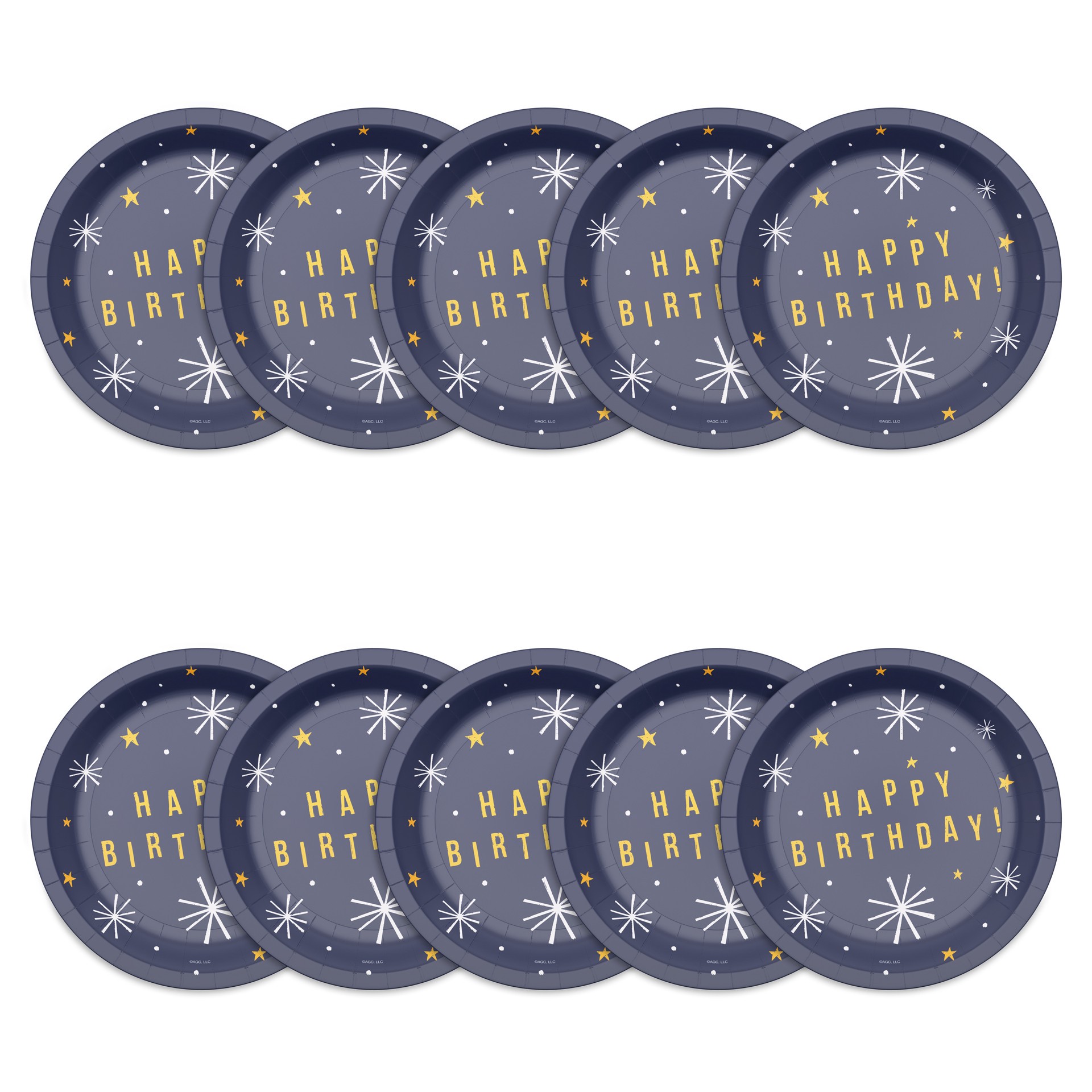 slide 3 of 3, American Greetings 10-Count 7" Paper Plates, Happy Birthday on Navy, 7 in