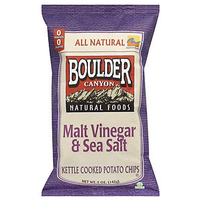 slide 1 of 1, Boulder Canyon Potato Chips Kettle Cooked Malt Vinegar Sea Salt, 5 oz