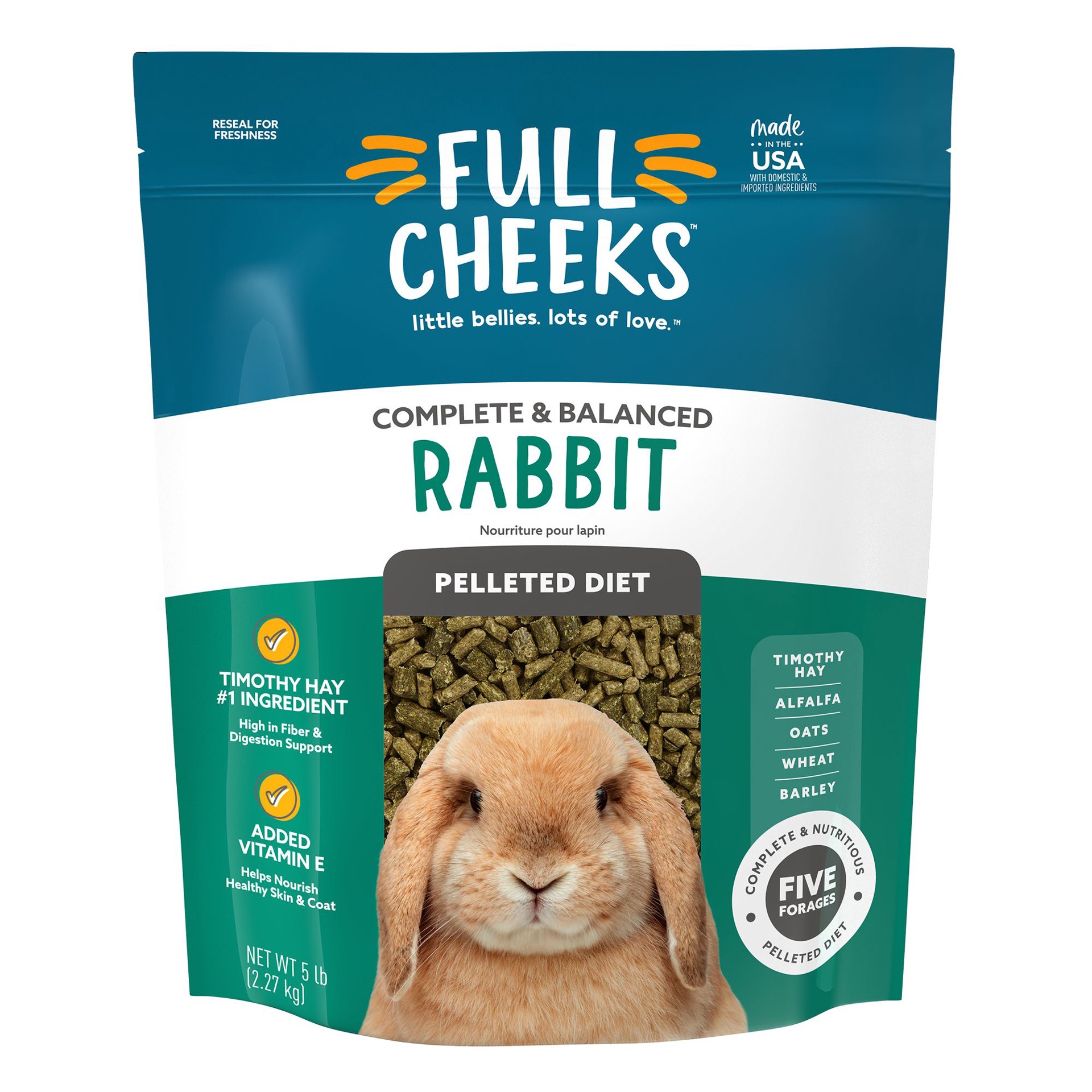 slide 1 of 1, Full Cheeks Rabbit Pelleted Diet, 5 lb