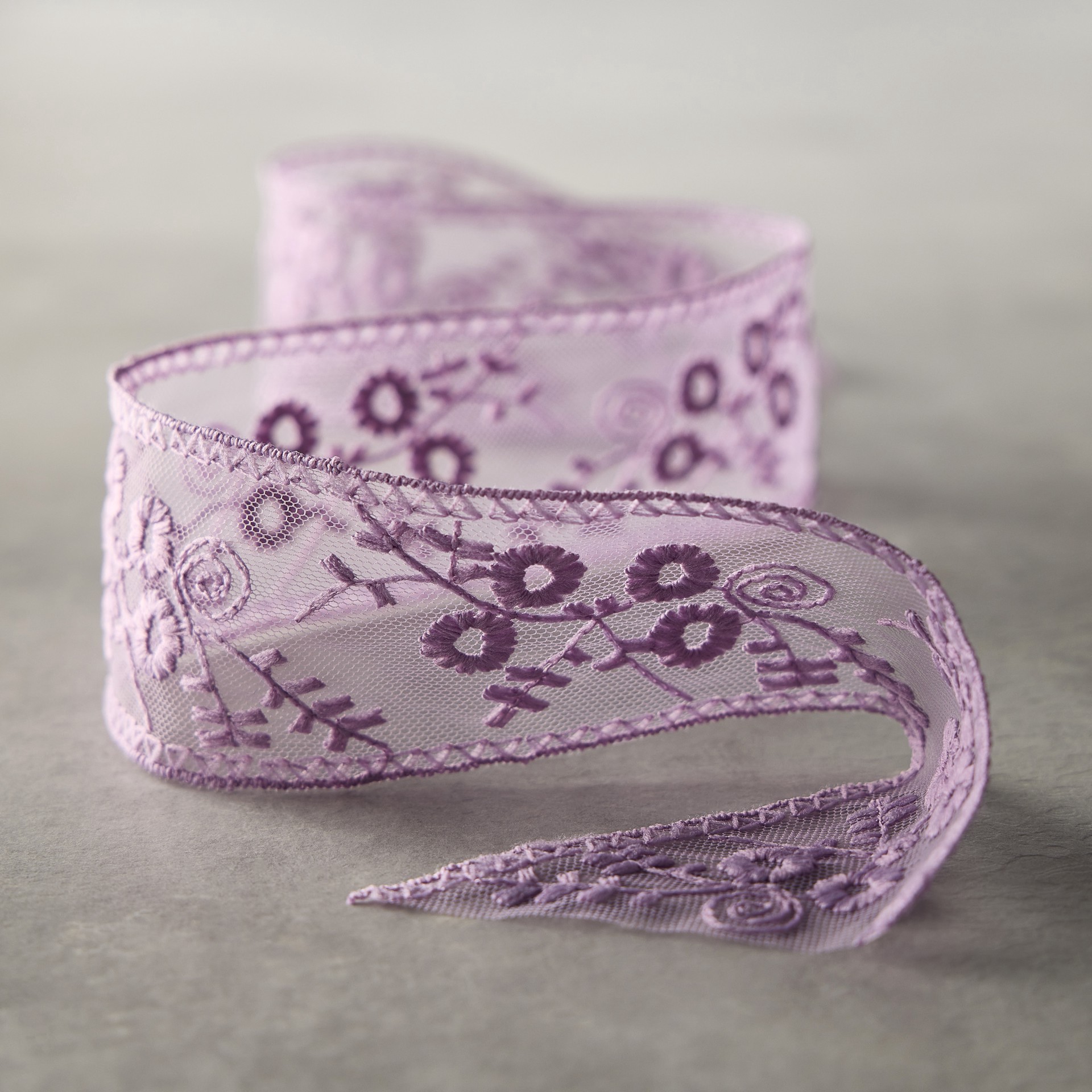 slide 2 of 2, 2" X 3yd. Purple Lace Ribbon By Celebrate It Classic, 2 in x 3 yd