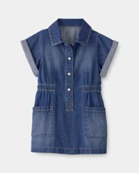 Oshkosh Baby Girl Denim Button-Up Dress - Dark Wash Blue 18M