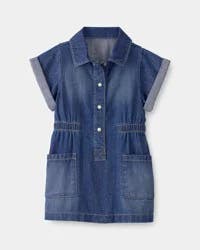 Oshkosh Baby Girl Denim Button-Up Dress - Dark Wash Blue 18M