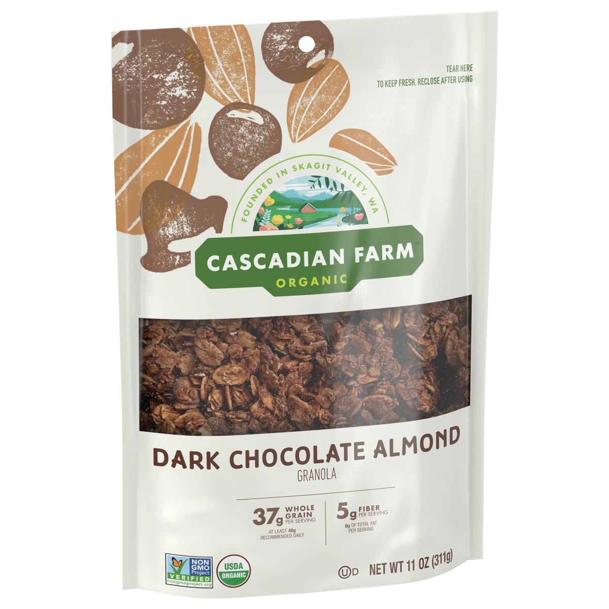 slide 6 of 9, Cascadian Farm Organic Granola, Dark Chocolate Almond Cereal, Resealable Pouch, 11 oz, 11 oz