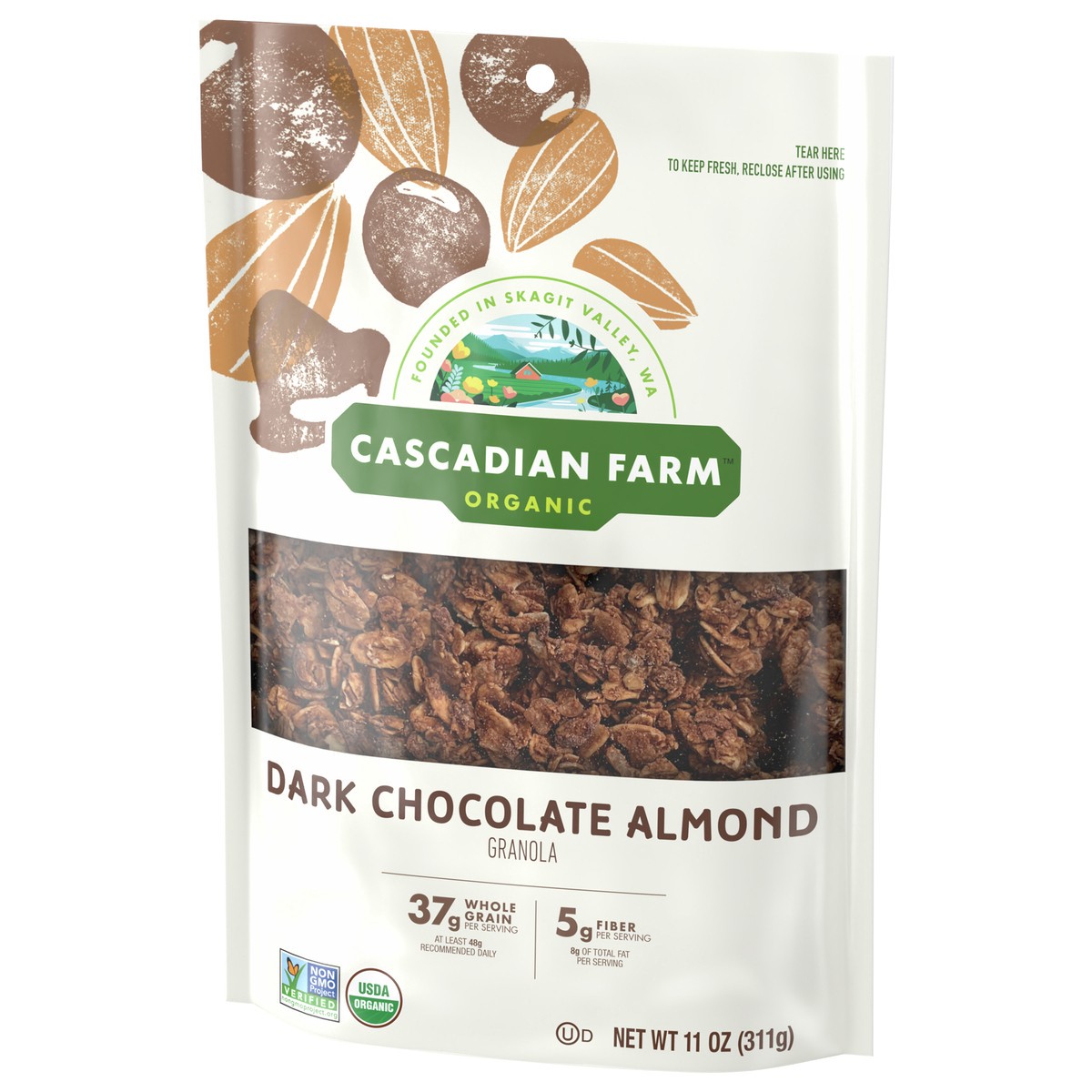 slide 9 of 9, Cascadian Farm Organic Granola, Dark Chocolate Almond Cereal, Resealable Pouch, 11 oz, 11 oz