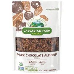 Cascadian Farm Organic Granola, Dark Chocolate Almond Cereal, Resealable Pouch, 11 oz