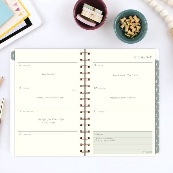slide 9 of 10, Cambridge® Serene 2026 Weekly Monthly Planner, Small, 5 1/2"" x 8 1/2"", 1 ct