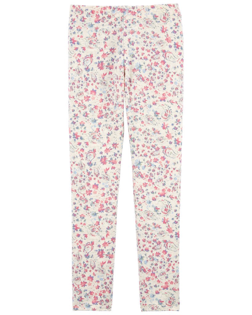 slide 3 of 3, Oshkosh Kid Floral Print Stretch Leggings Cream 12, 1 ct