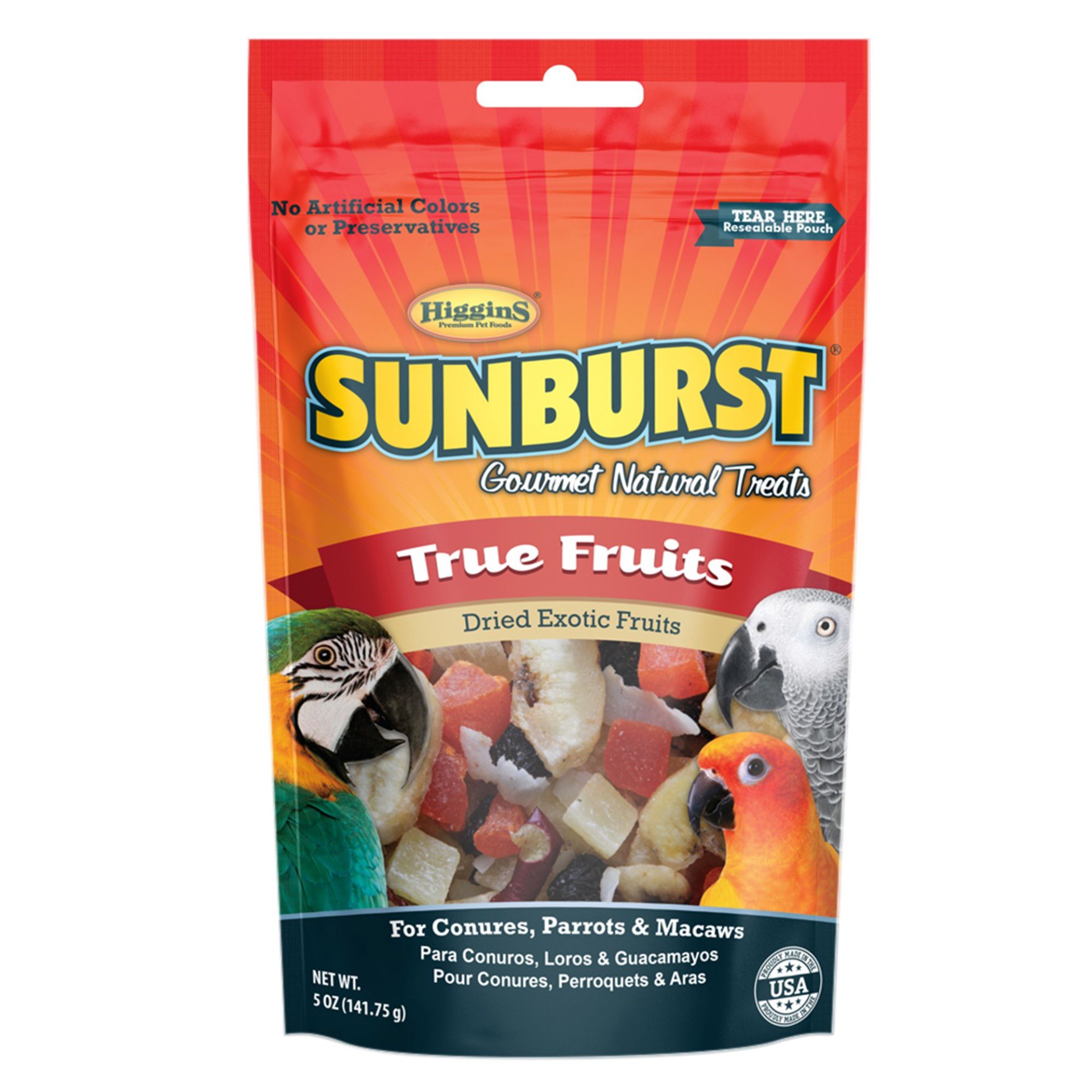 slide 1 of 1, Higgins Sunburst True Fruits Gourmet Treats for Conures, Parrots & Macaws, 5 oz