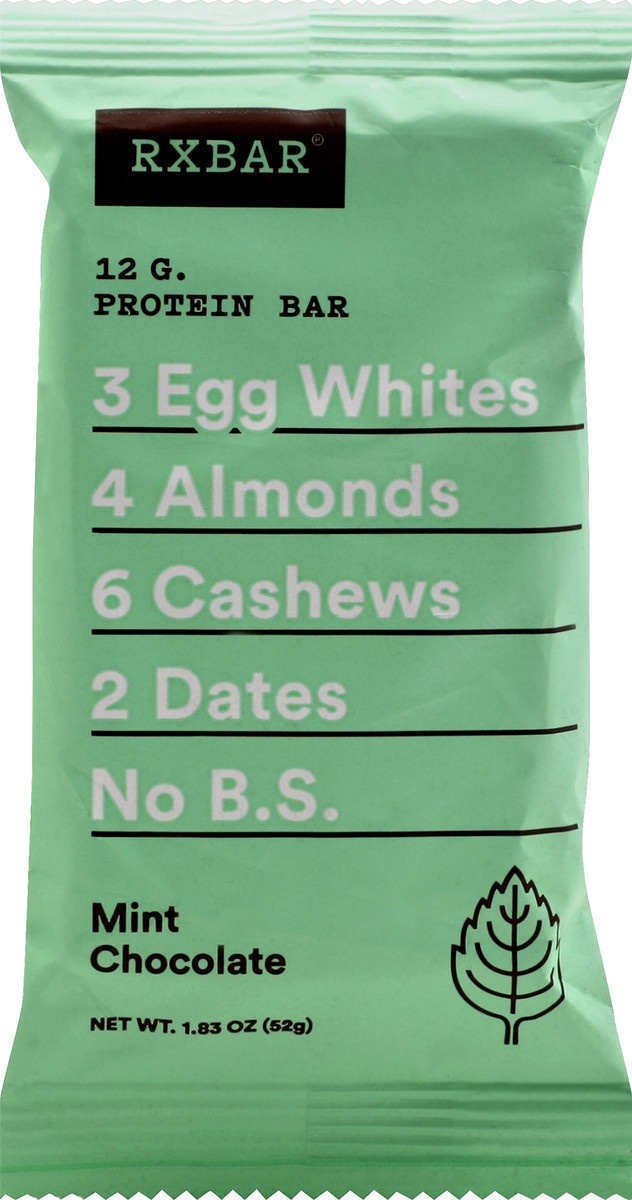 slide 1 of 1, RXBAR Protein Bar, Mint Chocolate, 12g Protein, 1.8oz Bar, 1 Count, 1.83 oz
