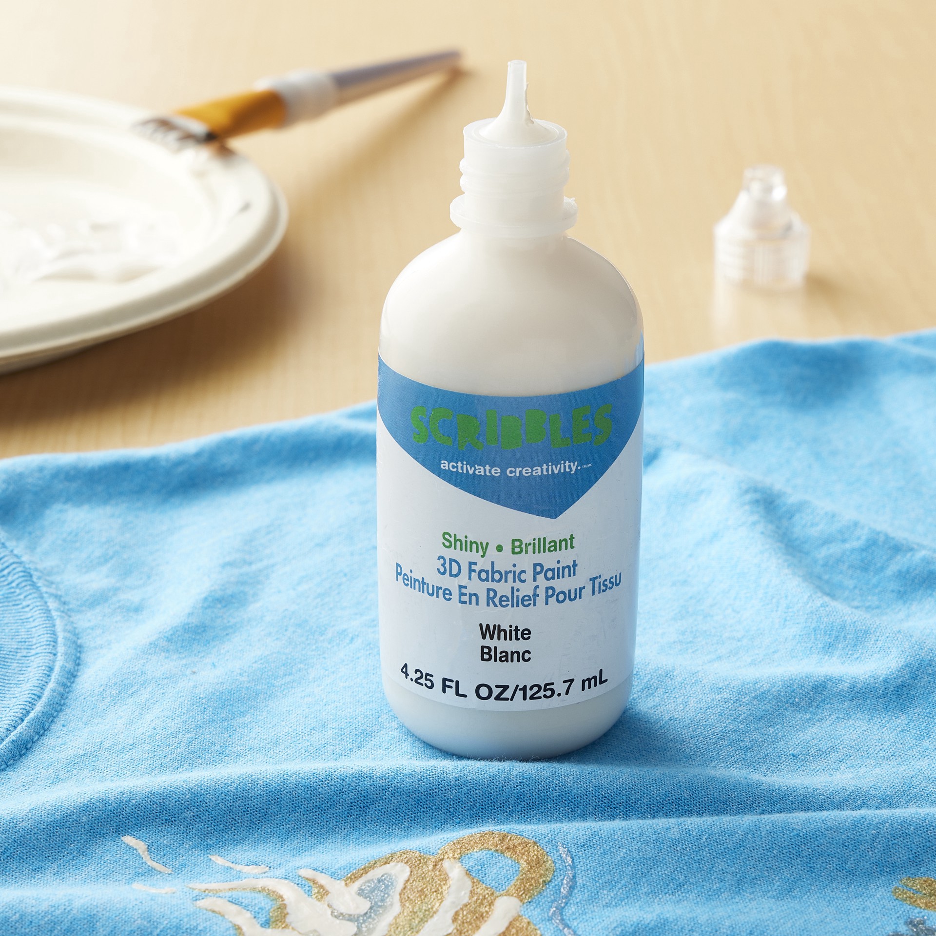 slide 3 of 5, Scribbles Shiny White 3d Fabric Paint, 4.25 fl oz