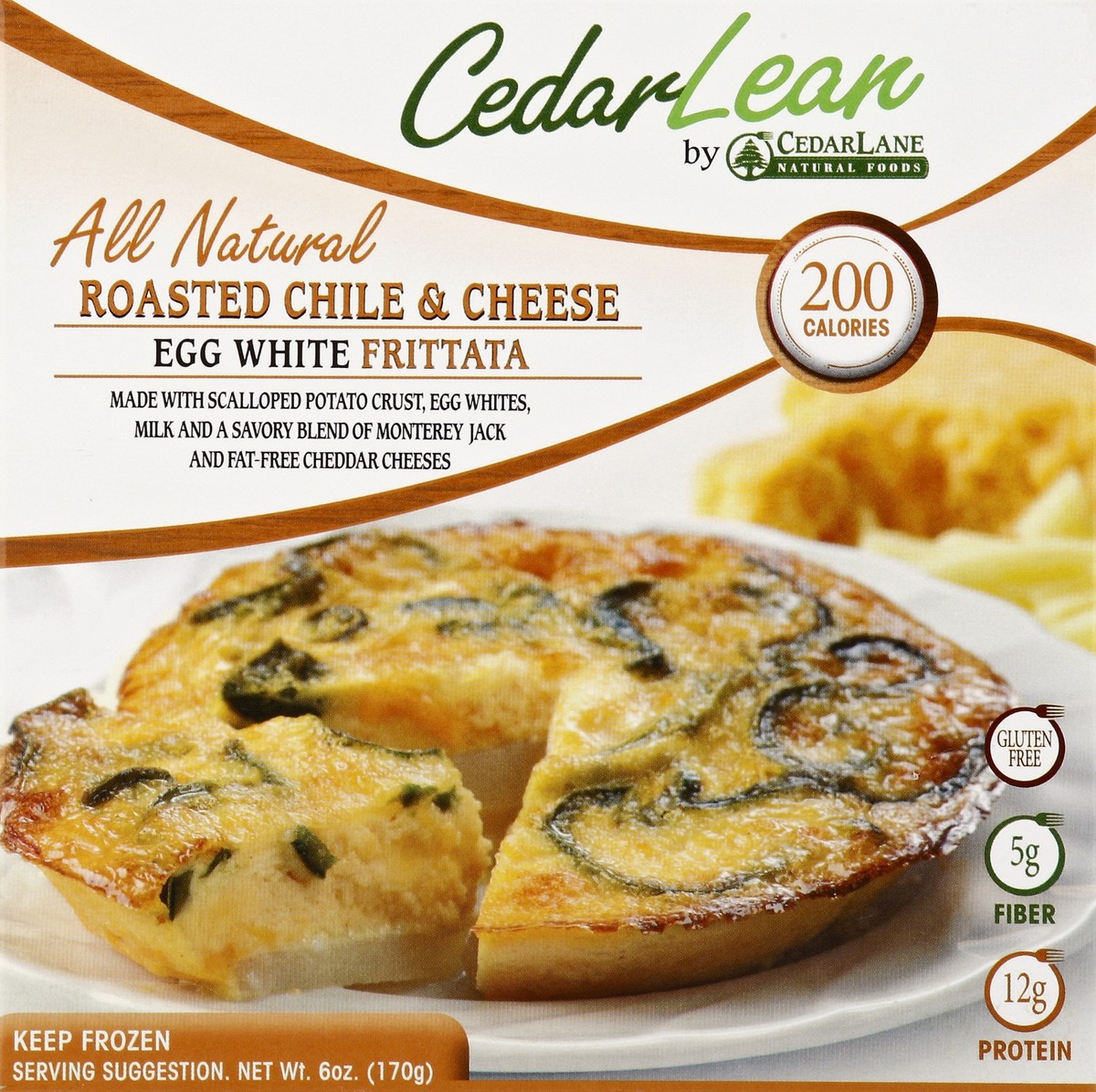 slide 4 of 4, CedarLean Egg White Frittata - Roasted Chile & Cheese, 6 oz