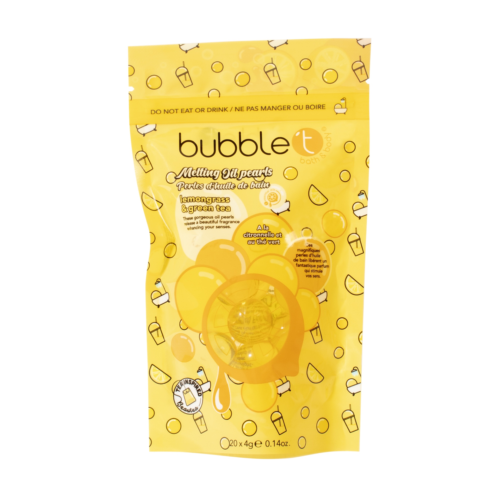 slide 1 of 1, Bubble T Lemongress & Green Tea Melting Oil Bath Pearls, 20 ct