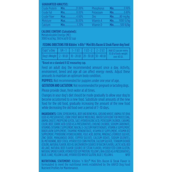 slide 9 of 10, Kibbles 'n Bits Kibbles ‘n Bits Mini Bits Small Breed Savory Bacon & Steak Flavor Dry Dog Food, 3.5 lb. Bag, 3.5 lb