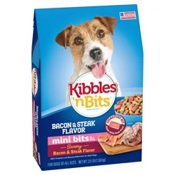 Kibbles ''n Bits Kibbles ‘n Bits Mini Bits Small Breed Savory Bacon & Steak Flavor Dry Dog Food, 3.5 lb. Bag