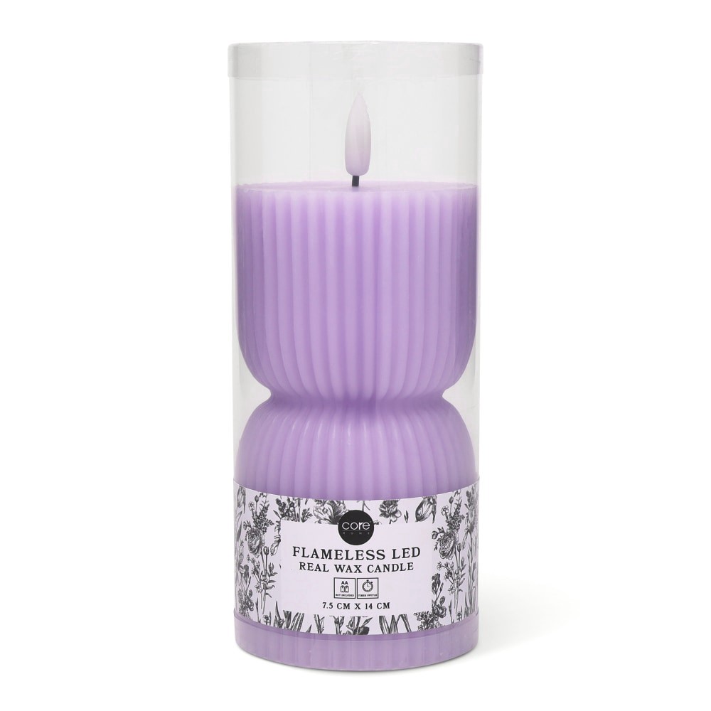 slide 2 of 2, Core Home™ Small Flameless LED Pillar Wax Candle - Purple, 1 ct