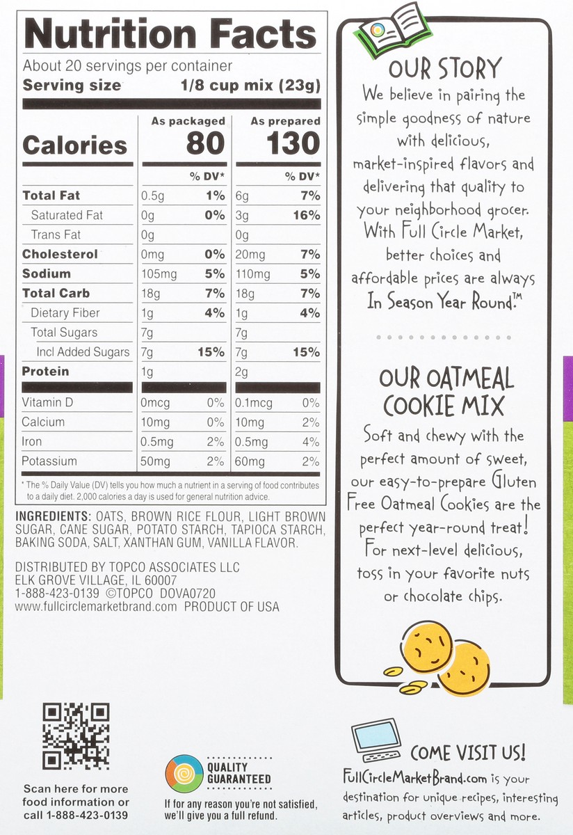 slide 13 of 15, Full Circle Market Gluten Free Oatmeal Cookie Mix 16 oz, 16 oz