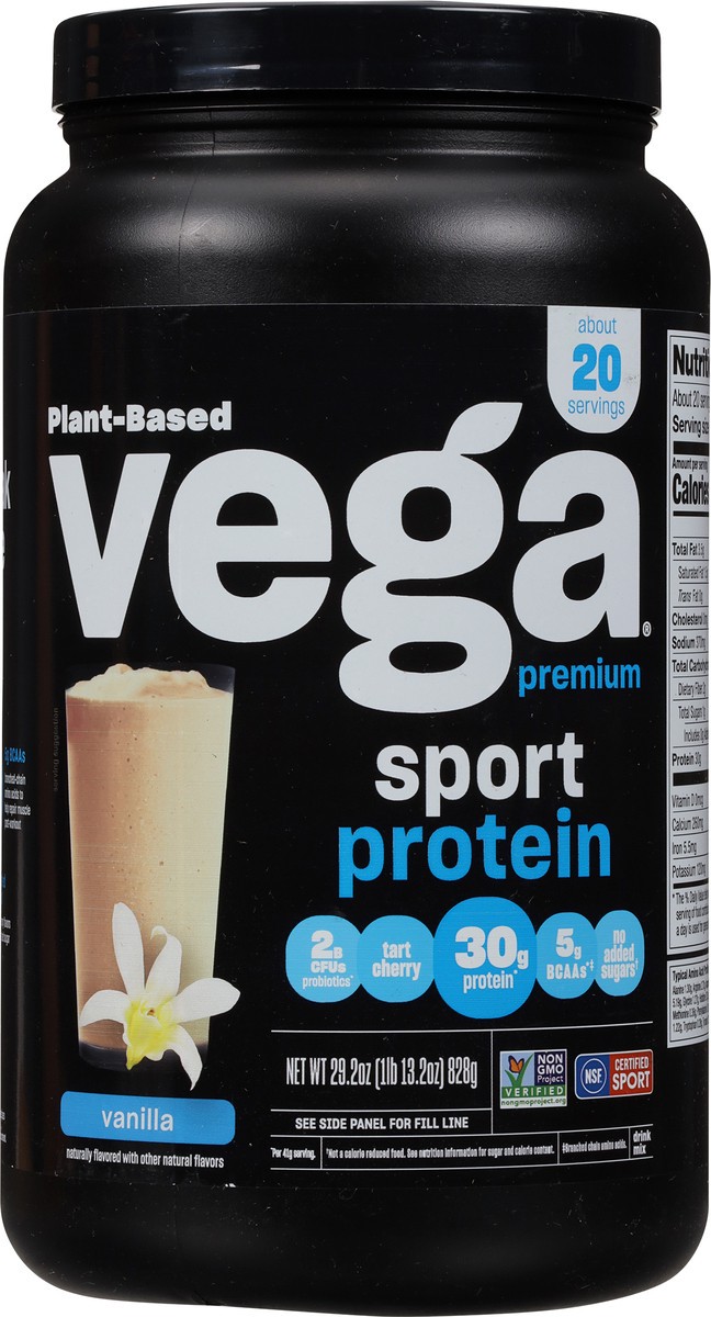 slide 6 of 9, Vega Sport Vanilla Flavored Premium Protein Powder, 29.2 oz