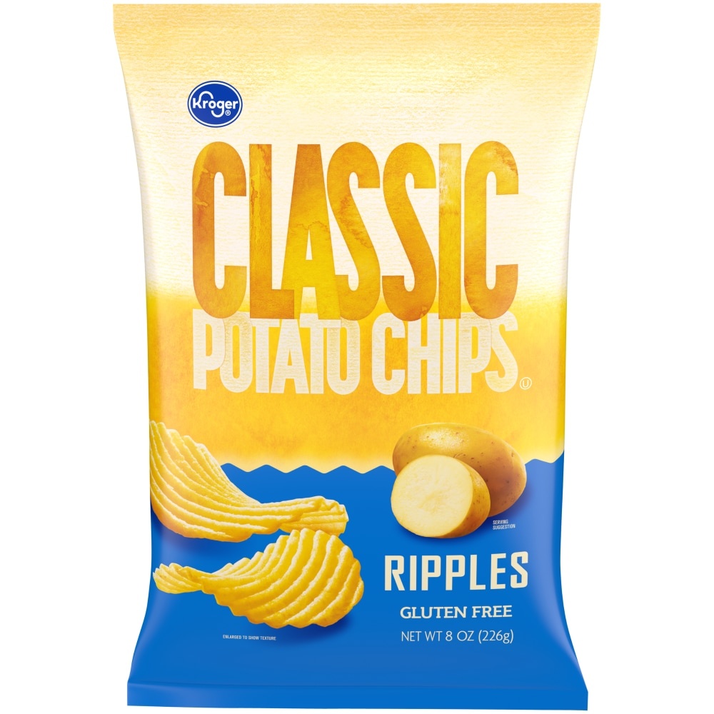 slide 1 of 1, Kroger Classic Ripples Potato Chips, 8 oz