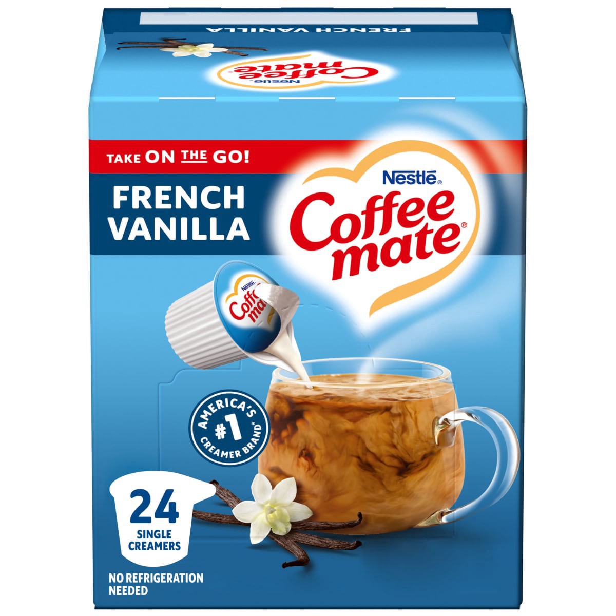 slide 1 of 3, Coffee mate Nestle Coffee mate French Vanilla Liquid Coffee Creamer Singles, 24 Count, 24 ct, 9 fl oz