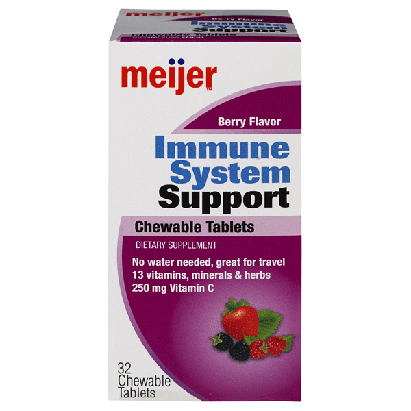 slide 1 of 1, Meijer Immune System Support Berry Flavor Chewable Tablets, 32 ct