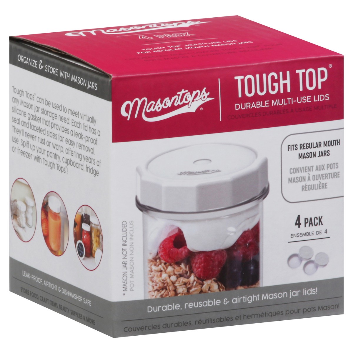 slide 2 of 9, Masontops Tough Top Durable Multi-Use Lids 4 ea, 4 ct