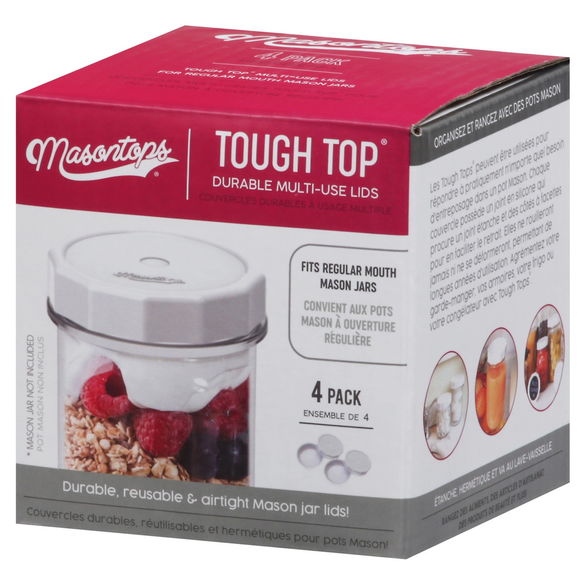 slide 7 of 9, Masontops Tough Top Durable Multi-Use Lids 4 ea, 4 ct