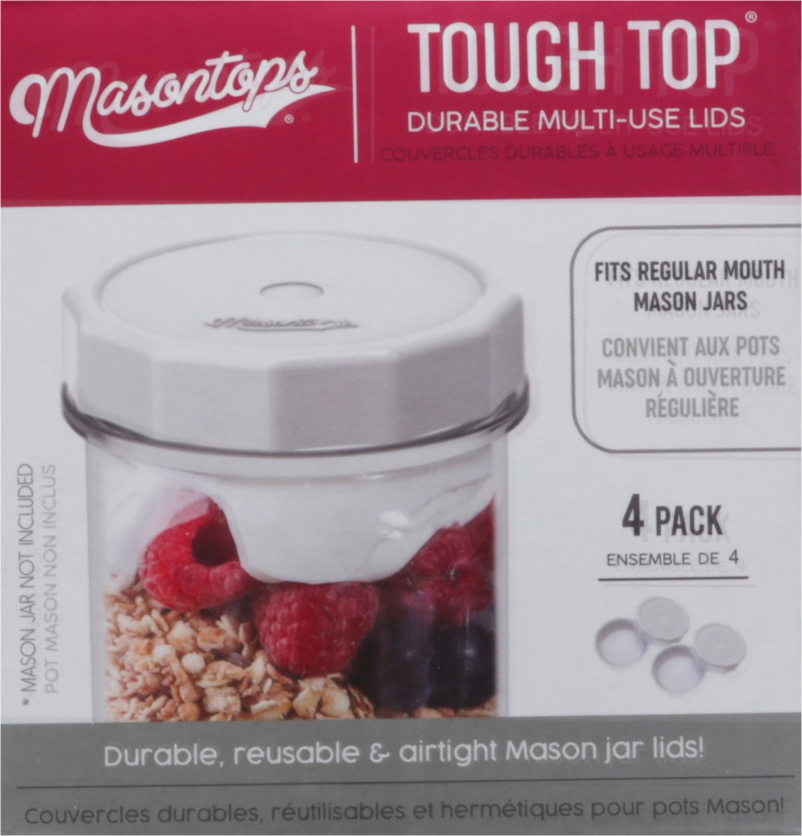 slide 8 of 9, Masontops Tough Top Durable Multi-Use Lids 4 ea, 4 ct