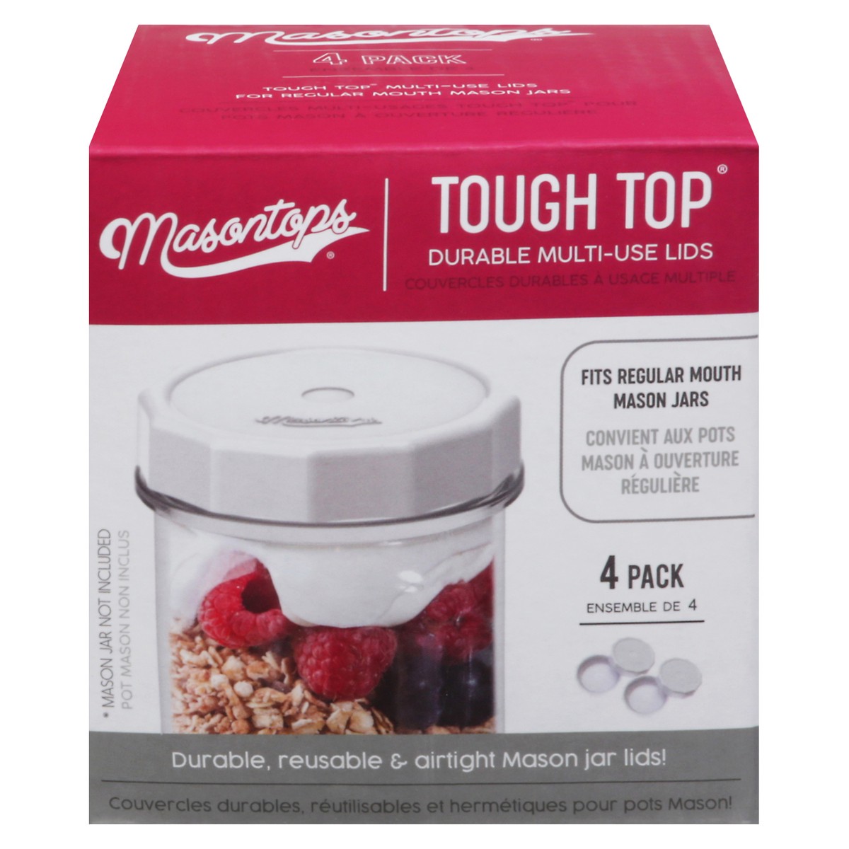 slide 6 of 9, Masontops Tough Top Durable Multi-Use Lids 4 ea, 4 ct