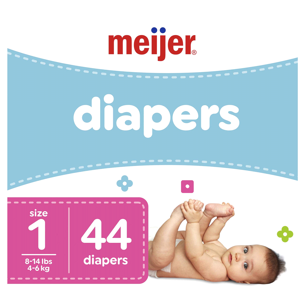 slide 1 of 29, Meijer Baby Diapers Size 1, 44 ct