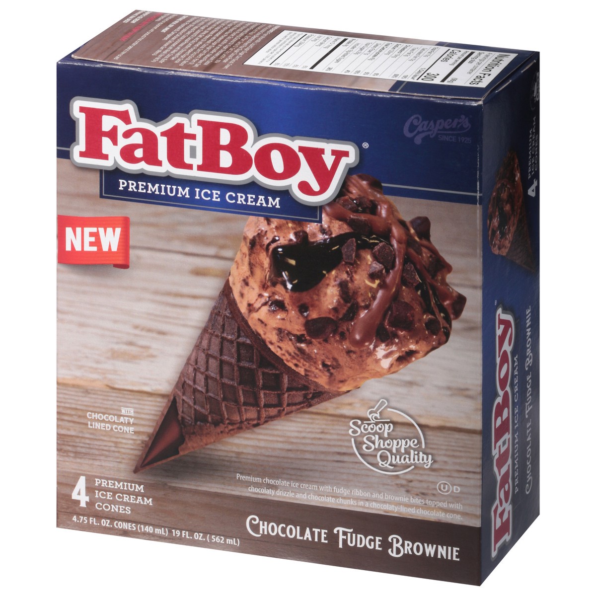 slide 2 of 10, Fat Boy Chocolate Brownie Ice Cream Cone, 4.7 fl oz