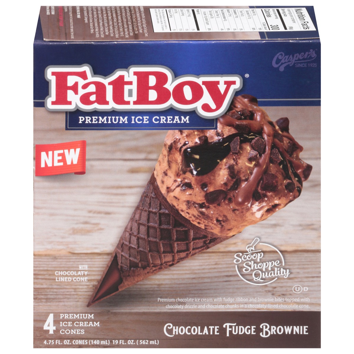 slide 1 of 10, Fat Boy Chocolate Brownie Ice Cream Cone, 4.7 fl oz