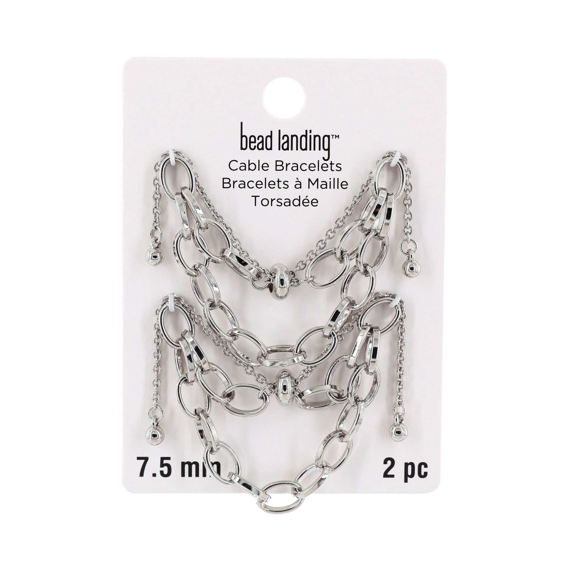 slide 2 of 5, Rhodium Cable Slider Charm Bracelets, 2ct. By Bead Landing, 2 ct