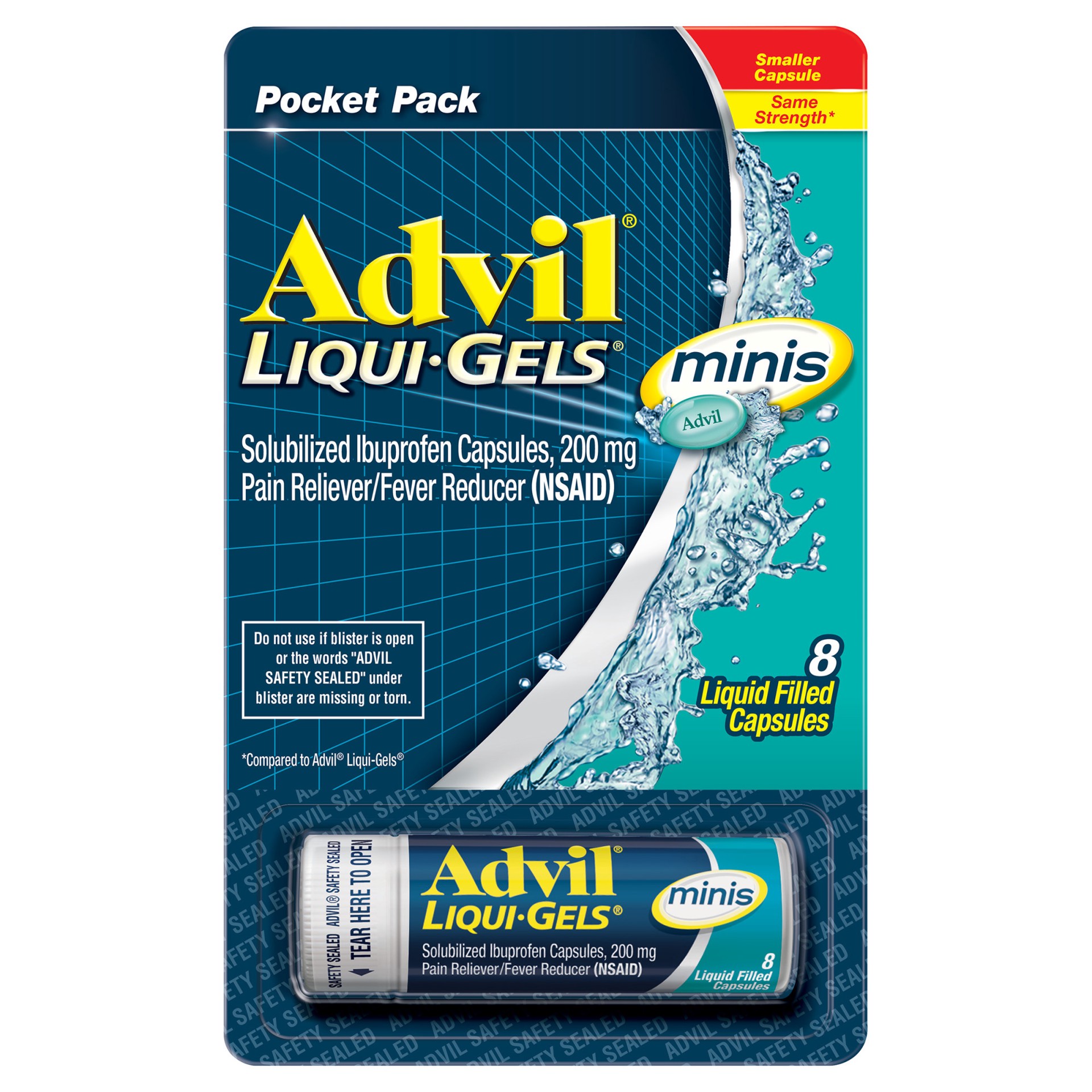 slide 1 of 2, Advil Liqui-Gels Minis Pain Reliever & Fever Reducer 200Mg Capsules, 8 ct