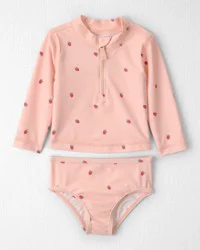 Littleplanet Baby Girl 2-Piece Recycled Rashguard Swimsuit Set in Strawberry Print - 9M