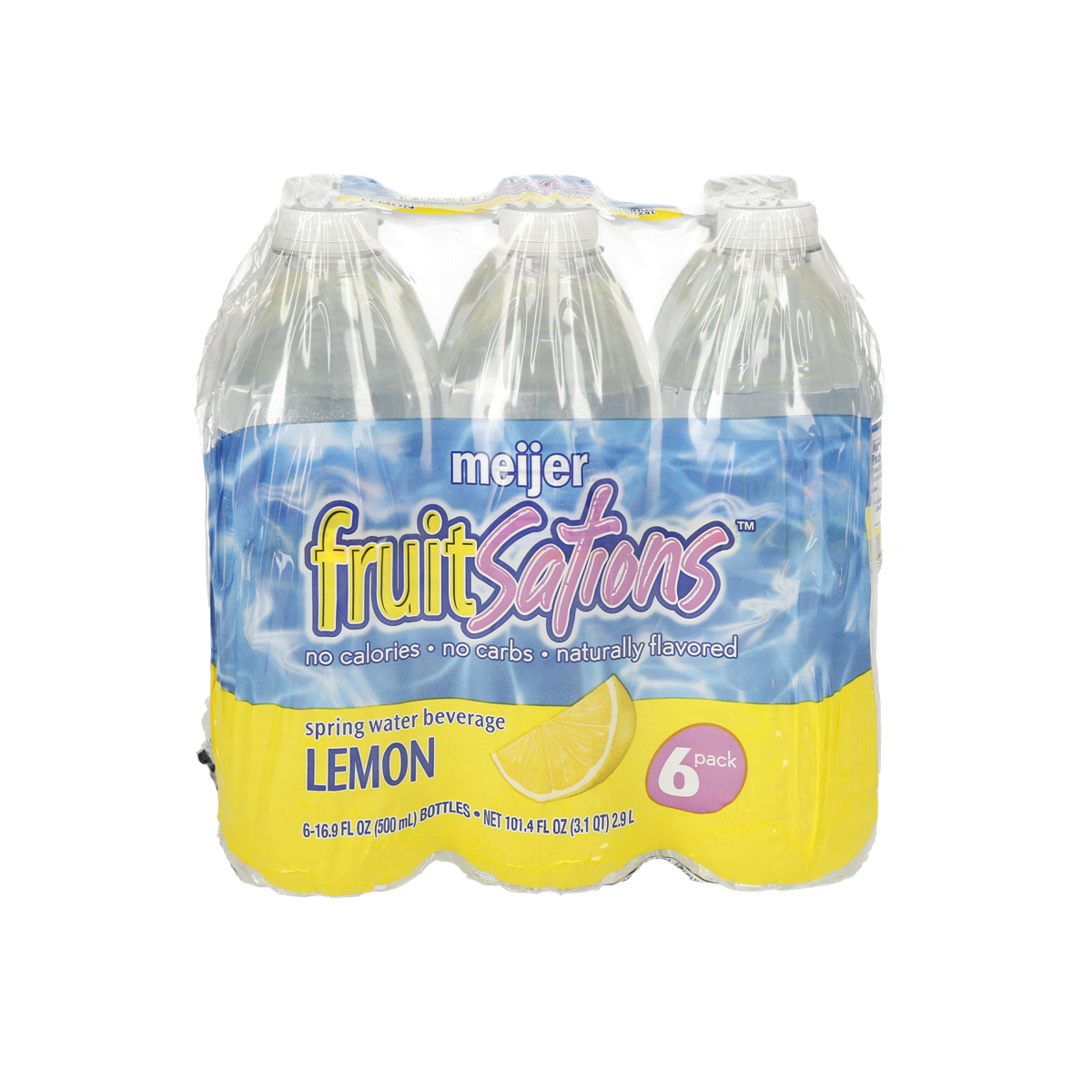 slide 1 of 3, Meijer Fruitsations Lemon Flavored Water bottles, 6 ct, 16.9 oz