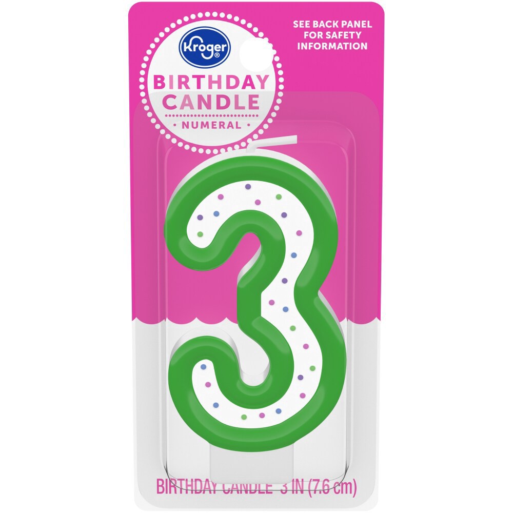 slide 2 of 3, Kroger Numeral 3 Birthday Candle, 3 in