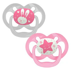 Dr. Brown's Advantage Glow-in-The-Dark 2 Piece Stage 2 PACIFIERS, Pink, 6-12 Months