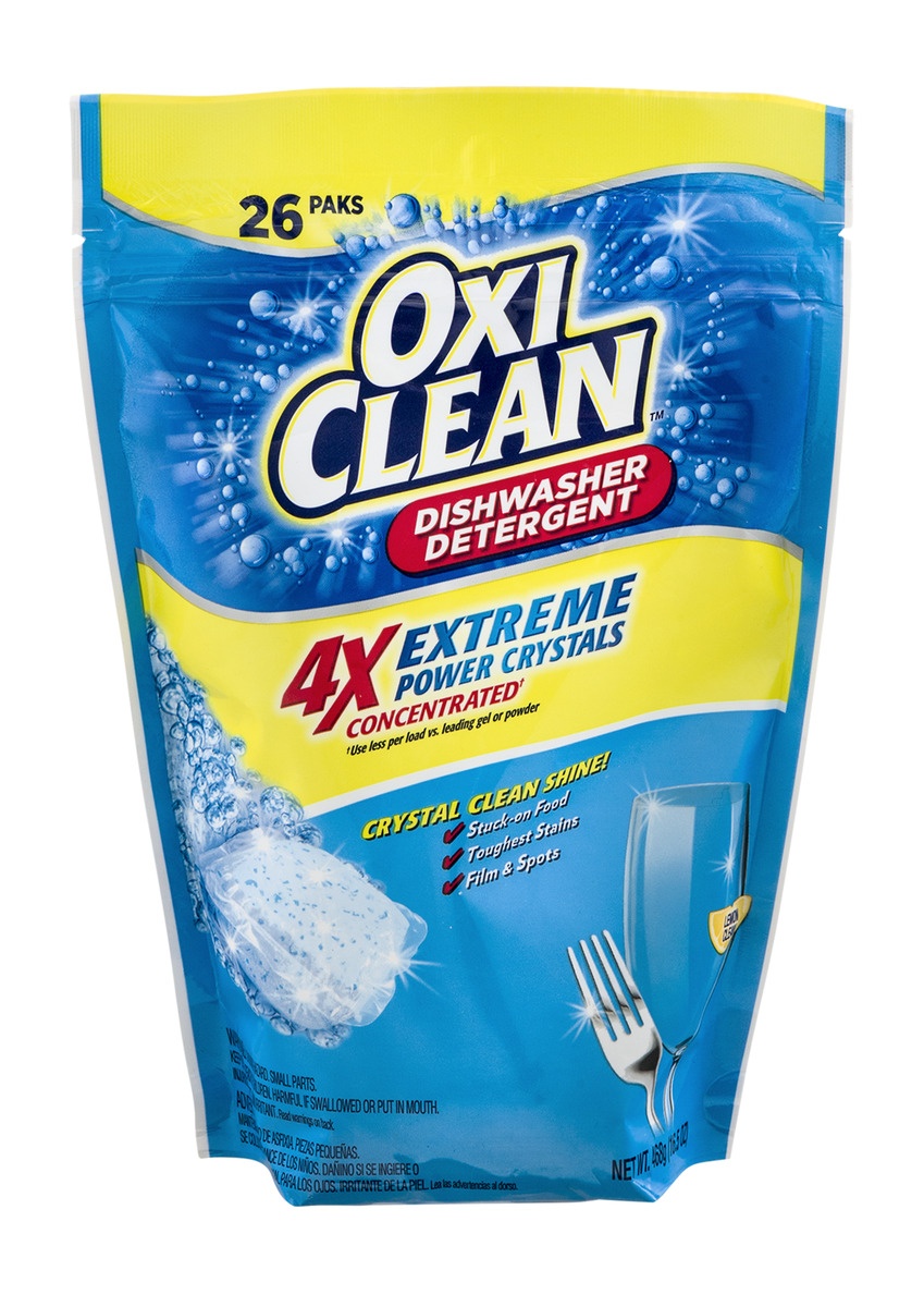 slide 1 of 3, Oxi-Clean Lemon Clean Dishwasher Detergent 26 ct Stand-Up Bag, 26 ct; 16.5 oz