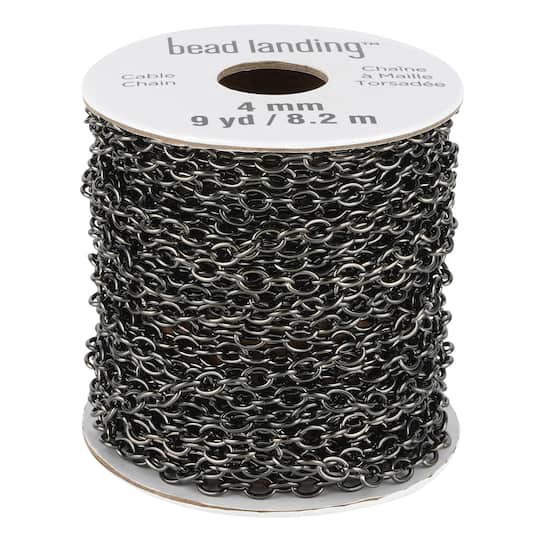 slide 1 of 2, 9yd. Gunmetal Chain Roll By Bead Landing, 9 yd