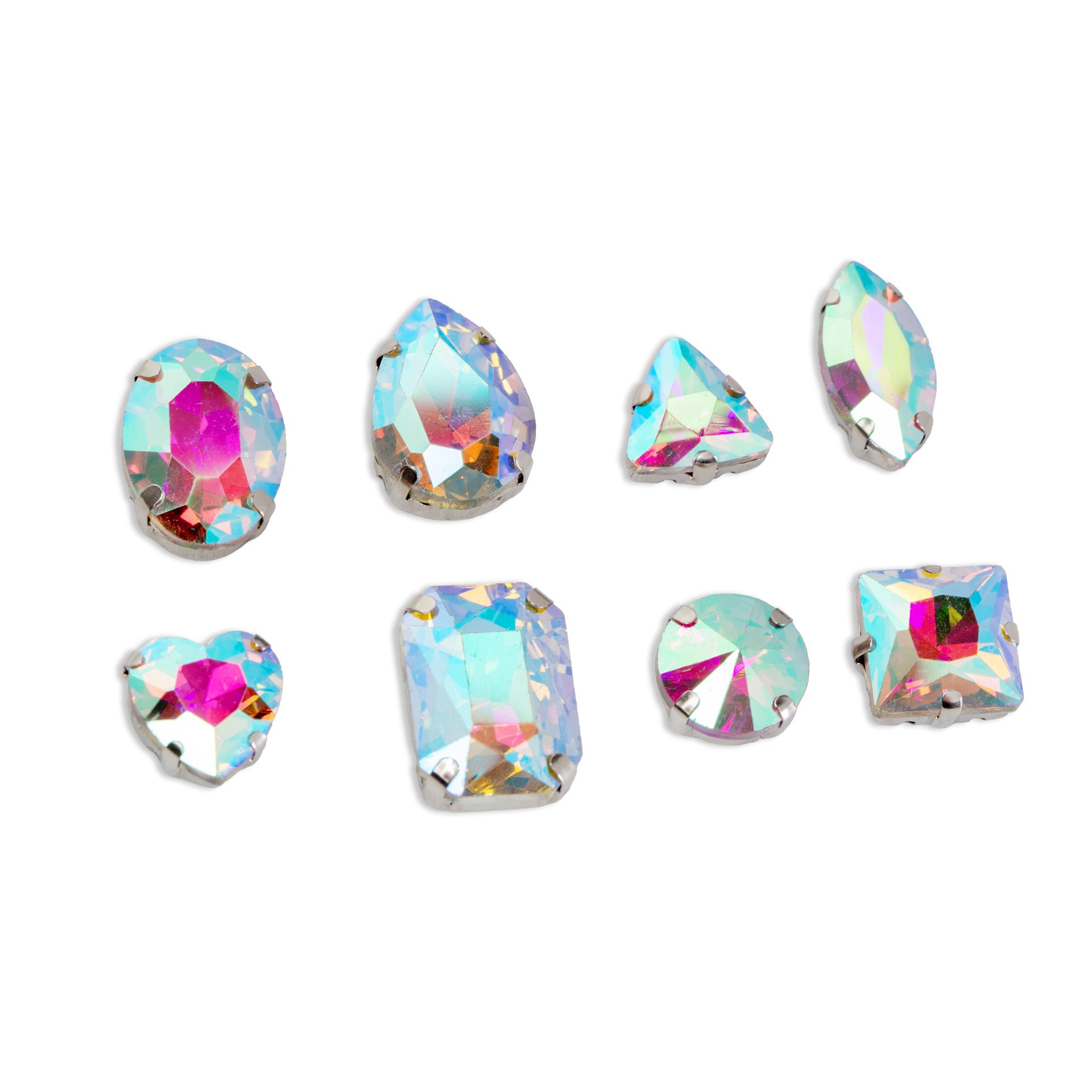 slide 2 of 7, Cousindiy Silver Crystal Ab Glass Sew-On Rhinestones, 48ct., 48 ct