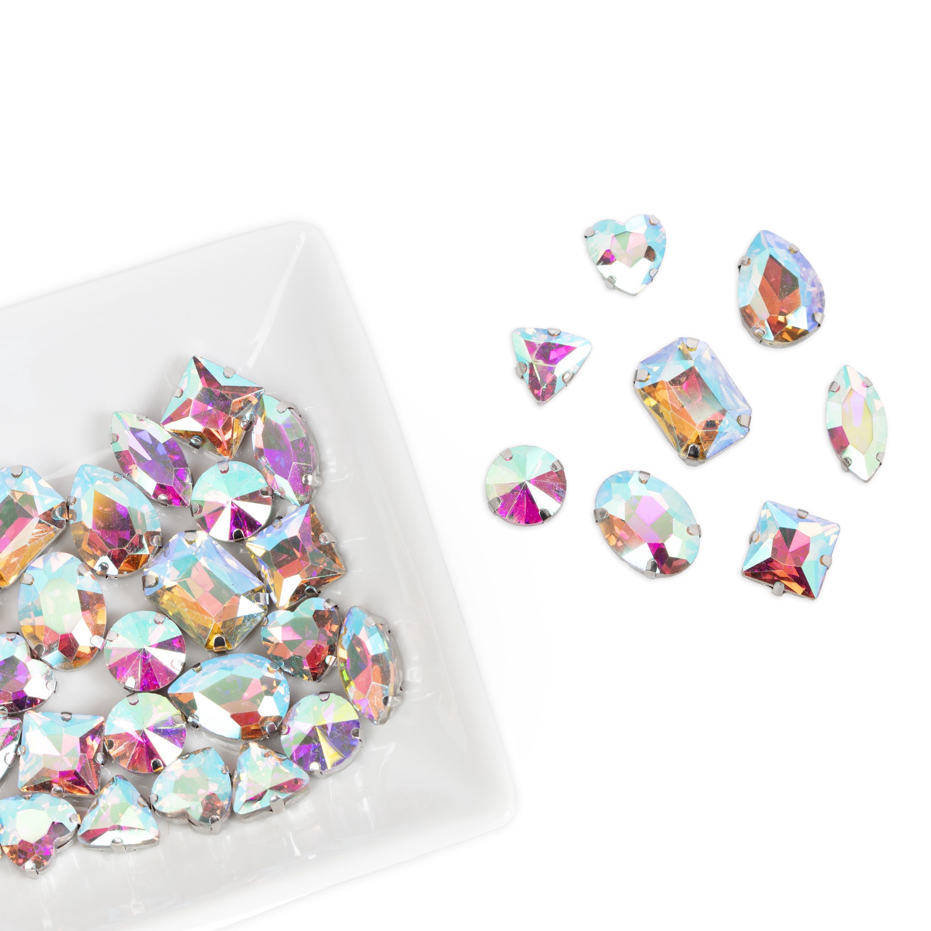 slide 6 of 7, Cousindiy Silver Crystal Ab Glass Sew-On Rhinestones, 48ct., 48 ct