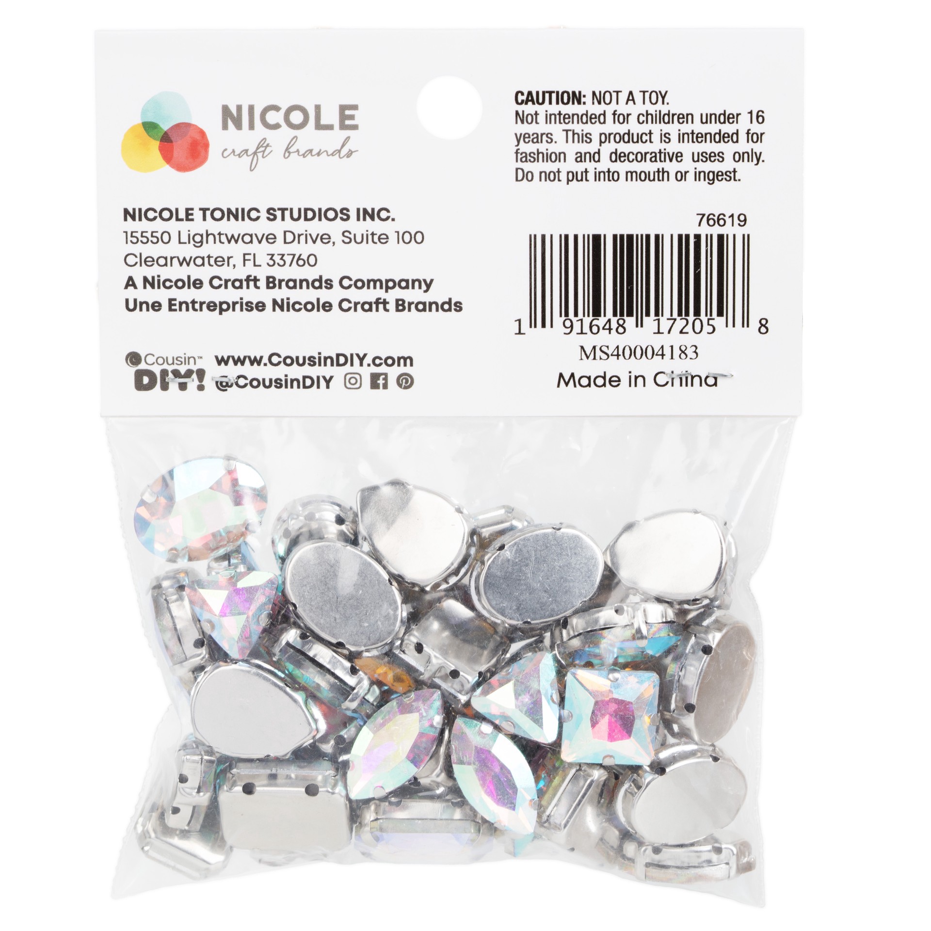slide 7 of 7, Cousindiy Silver Crystal Ab Glass Sew-On Rhinestones, 48ct., 48 ct