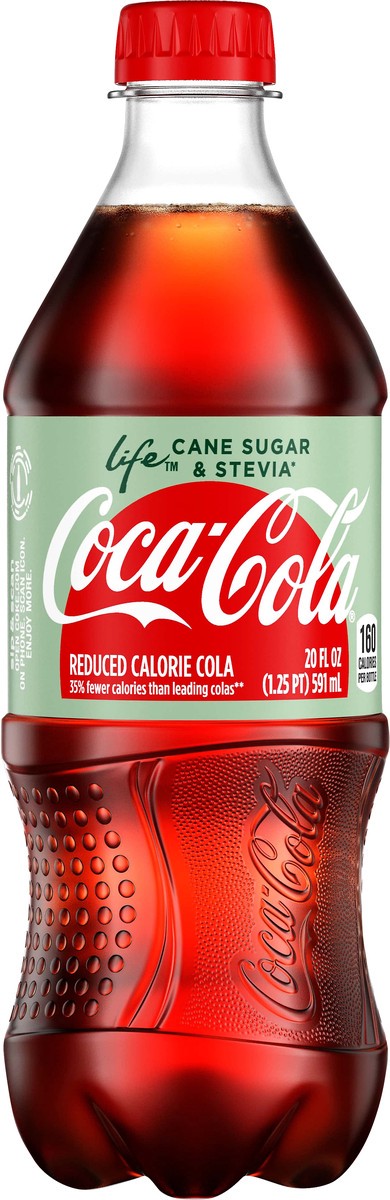 slide 1 of 4, Coca-Cola Life Reduced Calorie Cola - 20 oz, 20 oz