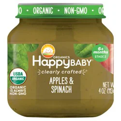 Happy Baby Organics Clearly Crafted Stage 2 Apples & Spinach Jar 4 oz UNIT