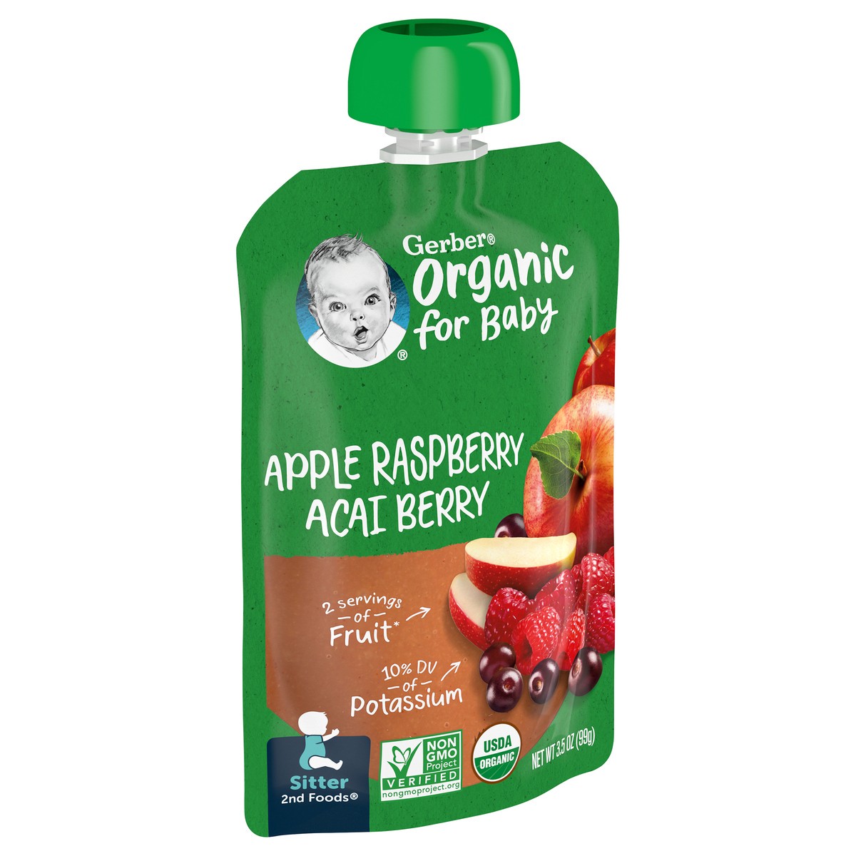 slide 13 of 14, Gerber 2nd Foods Organic Apple Raspberry Acai Berry Baby Food, 3.5 oz Pouch, 3.5 oz